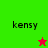 Green and red background split with 'kensy' text and star symbols changing color between frames.