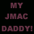 A static image of a person with light brown hair holding a microphone, overlaid with repeated text "MY JMAC DADDY!" in purple on black background.