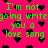 Bright pink background with scattered black pixelated hearts and repeated green text reading "I'm not going to write you a love song" in blocky font.