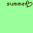 Pixelated brown text 'summer' with a heart symbol replacing the 'e' on the left, and plain 'summer' text on the right, all on a light green background.