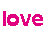 Animated sequence of 'love' text in pink and brown hues with dotted lines, transitioning to heart symbols beneath 'HE MAKES IT' and 'HE BREAKS IT' text.