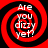 Four identical red and black spiral patterns with white text reading 'Are you dizzy yet?' arranged in a