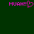 Two identical pixelated pink text phrases "MUAH!!" on dark green background, one with heart symbol replacing last exclamation mark.
