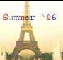 Static image of the Eiffel Tower with pixelated text 'BUTTME' and a small figure on the right side against a light background.