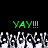 Green text 'YAY!!!' appears twice above a crowd of pixelated figures with raised hands against black background.