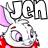 Pixelated anime-style character with large eyes and pink hair, wearing a red outfit with white accents, holding a black object near the face.