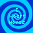 Four identical blue spiral patterns arranged in a , each containing the text "I Heart Nerds" in light blue pixelated font