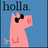 Pixelated cartoon pig wearing sunglasses with "holla." text above, surrounded by pink "holla at my pig" text on blue background in a 2x2 contact sheet layout.