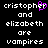 Pixelated text on black background with purple heart symbol replacing 'e' in 'cristopher' on left side, repeated text on right side.
