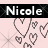 Animated contact sheet showing two frames of a buddy icon with pink background, black text banner, and pixelated heart symbols.