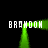 Green neon 'BRAHOOH' text forms a rectangular frame with four corners on black background.