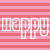 Pink and red striped background with white text reading 'happy valentines day!' and multiple heart shapes.