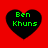 Four black heart shapes on a red background, each containing green text reading "Ben Khuns" in a pixelated font.