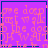 A purple square with pink text repeating 'we don't get to walk by the good way' and a blue border, featuring small dark blue pixel clusters in bottom-right corners of top-right and bottom-right