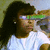 Pixelated image of a person with long dark hair wearing a white shirt and green headband, facing right against blurred background.