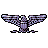 Pixel art of a winged creature with outstretched wings, rendered in purple and white tones on a gray background.