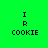 Four pixelated display 'IR COOKIE' text with varying background colors: bright green, dark gray, magenta, and light gray