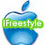 A four- of pixelated icons featuring blue apple logos, green text, and a silhouette with a microphone on a yellow background