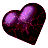 16 heart-shaped icons in varying orientations, each with a purple and dark red gradient on a gray background