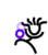 A black stick figure with a purple circular head and spiky hair-like lines, shown in multiple poses including running and standing still against white backgrounds.