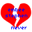 Red broken heart with blue text 'embee stephen never' on white background, two identical static frames.