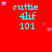Red background with cyan text 'cuttie 4lif 101' and pink stars; stars shift position across frames.