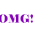 Purple pixelated text reads 'OMG! PURPLE hair!' on the left and 'You have' above it on the right against a white background.