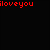 Red pixelated text on black background forms a sequential animation of the phrase "iloveyou more than u'll ever know"