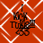 Red background with white diamond pattern; four identical pixelated text blocks reading "I KOK TOOK" with a black infinity symbol below each block