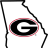 Pixelated flag icon with black outline, white background, and central black 'G' letter bordered by pink outline.