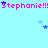 Pixelated light blue background with repeated pink text "Stephanie!!!" and scattered small stars in shades of blue.