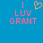 Blue background with pink text reading "I LUV GRANT" and an orange pixelated heart symbol above the text on the left side.