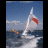 Animated sequence of a white sailboat on blue water with changing background elements and crew positions.