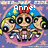 Pixelated cartoon character with blue headscarf and red bow, multiple arms holding hands in a circle against purple background.