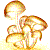 Pixelated mushroom-shaped icon with brown and yellow tones, featuring a rounded cap and stem on white background.