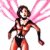 Pixelated figure with pink wing-like shapes on white background, green text 'Original Icons .com' on dark green