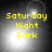 Yellow text reading 'Saturday Night Park' on a grayscale background with a bright light source shifting position across four