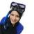 Pixelated image of a person wearing dark clothing and blue accents, with a blurred background.