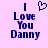 Two side-by-side pixelated images on a light purple background, both displaying 'I Love You Danny' text with a heart symbol above the first image.