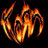A 48x48 pixel animated contact sheet showing two frames of a fiery mascot icon with green text on the right side reading "Original Icons .com".