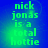 Green pixelated text on blue background reads 'nick jonas is a total hottie' with slight green glow effect.