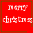 Red square icon with green border displaying "merry christmas" text, featuring a small green heart in top-right and plus sign in bottom-right