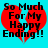 Two identical pixelated images of a red heart with black text over a cyan background, each showing 'So Much For My Happy Ending!!' in bold font.