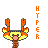 Pixelated yellow character with orange accents and pink nose in six distinct poses, each labeled 'HYPER' vertically on the right.
