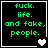 Four identical display green pixelated text on black backgrounds with white borders, each containing a different symbol in the bottom-right corner