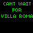Green pixelated text reads "CAN'T WAIT FOR VILLA ROMA" over a black background with four circular light effects. The central circle brightens and dims across frames.