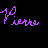 Pixelated text variations of 'Pierre' in multiple colors and styles on a black background across six frames.