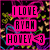 Four colored text blocks on a black background with neon pink, green, yellow, and purple text reading 'I LOVE RYON HONEY <3', 'i fall 4u more every-day', 'plz catch me every Time', and 'Always n' forever i'll love u'.