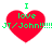 Four identical red heart-shaped icons with green text reading "I love JT/John!!!!!!" on a white background, arranged in two of two