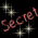 Black background with pinkish-orange roses and sparkling starbursts, text reading 'Secret Secret Friend' in cursive script.